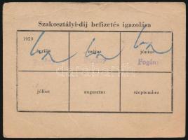1959 Bp., Az Országos Takarékpénztár SK tenisz-szakosztálya által kiállított igazolvány