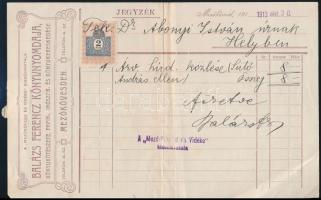 1897-1913 4 db fejléces számla (Gebauer Tivadar, Herz Mór, Neumayer Fülöp, Balázs Ferenc Könyvnyomdája)