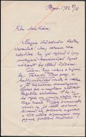 1932 Kuthy Dezső (1869-1947) orvos levele Pekár Mihályhoz