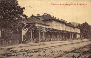 Petrozsény, Petrosani; pályaudvar, vasútállomás. W.L. Bp. 1693. / Bahnhof / restaurant