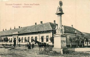 Paripás, Parabuty, Parabuc (Ratkovo); Községháza, Szentháromság szobor és tér. Mergl György 1979. / Gemeindehaus / town hall, square, statue