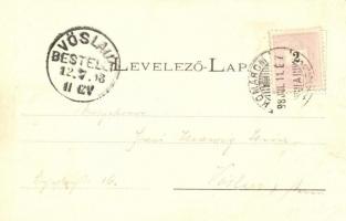 1898 Komárom, Komárno; Városház, Klapka szobor, Első Takarékpénztár bérháza / town hall, statue, sav...