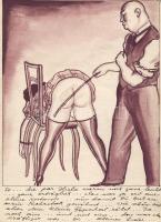 3 db pornográf grafika, kézzel festett / Pornographische Graphik, handgemalt, 3 Stk.