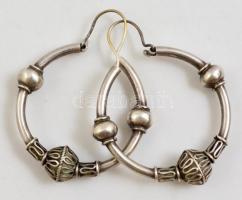 Ezüst(Ag) nagy karikafülbevaló, jelzett, 4x4 cm, nettó: 11,6 g