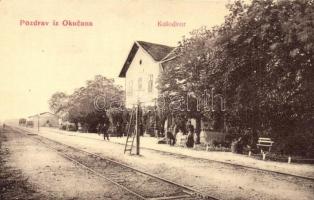 Okucani, vasútállomás W.L. 925. / Bahnhof / Kolodvor / railway station