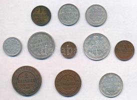 Orosz Birodalom 1897-1916. 1/4k Cu + 1/2k Cu (2xklf) + 1k Cu + 2k Cu + 5k Ag + 10k Ag (2xklf) + 15k ...