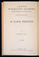 Hunfalvy Pál: Az oláhok története. 1-2. köt. Bp., 1894, MTA. Vászonkötésben, jó állapotban