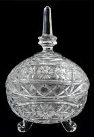 Anna Hutte ólomkristály bonbonier, apró csorbával, formába öntött, m:17 cm