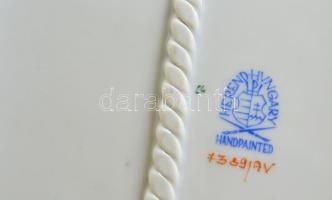 Herendi Apponyi mintás áttört tál, kézzel festett, jelzett, kopott, 21,5×16 cm