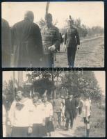 cca 1920-1930 Katonák kísérettel, 2 db fotó Borgula szekszárdi műterméből, az egyik hátulján pecséttel jelzett, 9×14 cm