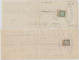 cca 1880-1890 20 db Első Magyar Biztosító Társaság váltó okmánybélyegekkel