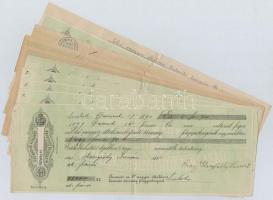 cca 1880-1890 20 db Első Magyar Biztosító Társaság váltó okmánybélyegekkel