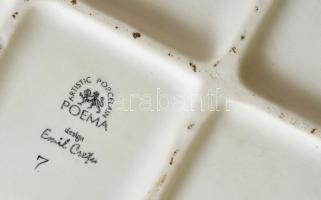 Poema Artistic Emil Cretu iszogató férfi, festett biszkvit porcelán, jelzett, hibátlan, 18x18 cm