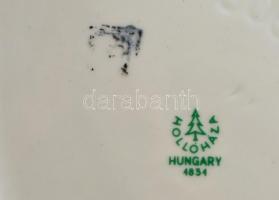 Hollóházi porcelán asztali készlet, 3 db, kopott, jelzett, 8×6- 15×15 cm