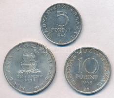 1948. 5Ft Ag "Petőfi" + 10Ft Ag "Széchenyi" + 20Ft Ag "Táncsics" - &qu...
