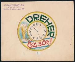 Korányi Márton (1879-1967): 5 db reklámgrafika terv (Zwack, Dreher, Braun, Ovomaltine, Nikopáll), ak...