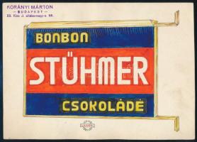 Korányi Márton (1879-1967): 6 db reklámgrafika terv (Stühmer, Danuvia MOM, Dohány-Árúda, Szitmaltin, Fűszer-Csemege-Élelmiszer, Étkezde-Kávézó, akvarell-tusrajz, papír, jelzett, 15x21 cm.