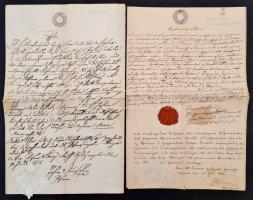 cca 1800-1850 6 db klf szignettás okmány viaszpecsétekkel