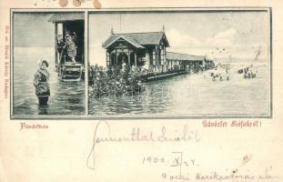 1900 Siófok, Fürdőház, fürdőzők. Divald Károly 204. sz. (EK)