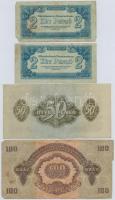 1944. 2P (2x) + 50P + 100P "A Vöröshadsereg Parancsnoksága" T:III,III-