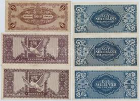 1946. 10.000.000MP (2x) + 1.000.000.000MP (3x) + 10.000BP T:III szép papír