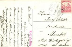 Nagytapolcsány, Topolcany; vasútállomás, Római katolikus templom, M. kir. postahivatal / Bahnhof, Ki...