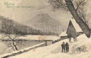 20 db régi karácsonyi motívumlap, üdvözlőlap, közte litho / 20 pre-1945 Christmas motive cards, gree...