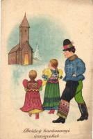 20 db régi karácsonyi motívumlap, üdvözlőlap, közte litho / 20 pre-1945 Christmas motive cards, gree...