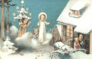 20 db régi karácsonyi motívumlap, üdvözlőlap, közte litho / 20 pre-1945 Christmas motive cards, gree...