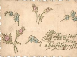 16 db régi és modern kisméretű üdvözlőkártya / 16 pre-1945 and modern small-sized greeting cards, mi...