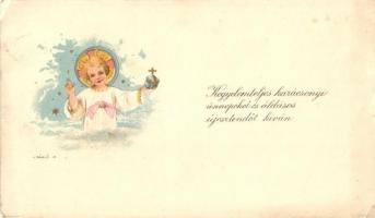 16 db régi és modern kisméretű üdvözlőkártya / 16 pre-1945 and modern small-sized greeting cards, mi...