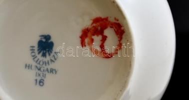 Hollóházi és Aquincumi szív alakú bonbonier, matricás, jelzett, kopott, 9×10 cm (2×)