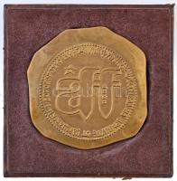 Bulgária 1974. Filmfesztivál fém plakett eredeti bőr(?) dísztokban. Szign.: B.N. (110x107mm) T:2 Bulgaria 1974. Film Festival metal plaque in original leather(?) case. Sign: B.N. (110x107mm) C:XF