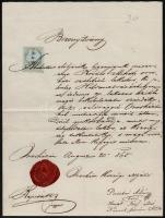 1858,1865 Orosháza. Két igazolás lakatos részére, egyik a hódmezővásárhelyi céhbe való felvételhez. Orosháza címeres pecsétjével és a községi elöljárók aláírásaival