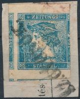 Newspaper stamp blue "SZ.GYÖRÖK" Certificate: Steiner, Hírlapbélyeg III. b. típus, kék "SZ.GYÖRÖK" Certificate: Steiner