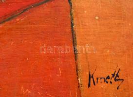 Kmetty jelzéssel: Asztali csendélet. Olaj, farost, sérült, 43×44,5 cm