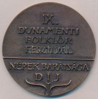 DN IX. Dunamenti Folklór Fesztivál - Népek barátsága díj Br díjplakett (83mm) T:2
