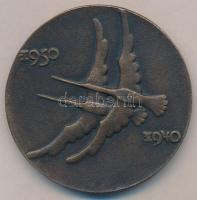 Ispánki József (1906-1992) 1950. "Tíz éven át 1940-1950" kétoldalas Br plakett (68mm) T:2