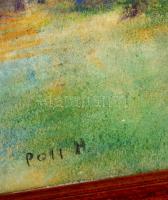 Poll jelzéssel: Kikötő. Pasztell, papír, üvegezett keretben, 46×63 cm