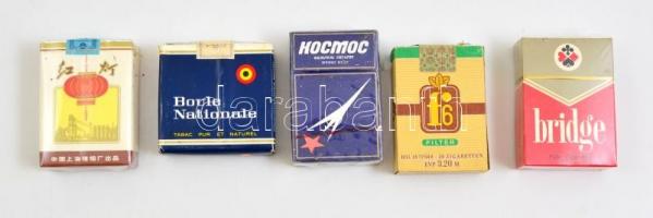 5 doboz bontatlan külföldi cigaretta (Bridge, Red Lantern, Boule Nationale, stb.)