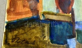 Patkó jelzéssel: Mosónő. Akvarell, papír, üvegezett keretben,  16×12 cm