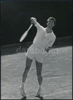 Teniszezők játék közben, 3 db fotó, 18x13 cm