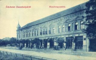 Zsombolya, Hatzfeld, Jimbolia; Muschong-palota, Ifj. Keks kárpitos üzlete. W. L. 427. / palace with upholsterers shop