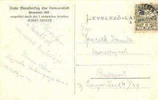 1913 Nagyszeben, Hermannstadt, Sibiu; Albert Ziegler első szász pilóta által végrehajtott első ember...