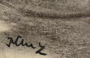 Klie jelzéssel:  Ülő női akt. Szén, papír, 56×26 cm