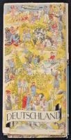 cca 1933-1936 Deutschland - Das Schöne Reiseland, illusztrált, rajzos Németország térkép, Berlin,  R...