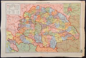 cca 1942 Magyarország politikai térképe, 1:2500.000, M. Kir. Állami Térképészet, hajtásnyomokkal, kissé szakadozott szélekkel, 29×43 cm