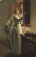 9 db régi Stengel litho művészlap / 9 pre-1945 Stengel litho art postcards