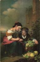 9 db régi Stengel litho művészlap / 9 pre-1945 Stengel litho art postcards