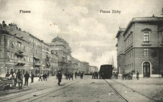 Fiume, Rijeka; Piazza Zichy / városi vasút a Zichy téren / urban railway on the square (EK)